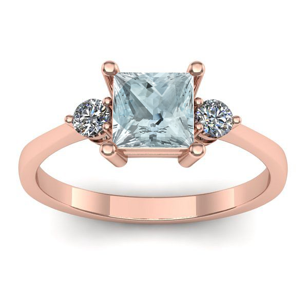 Inel logodna cu aquamarin patrat