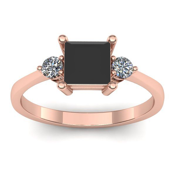 Inel cu diamant negru patrat