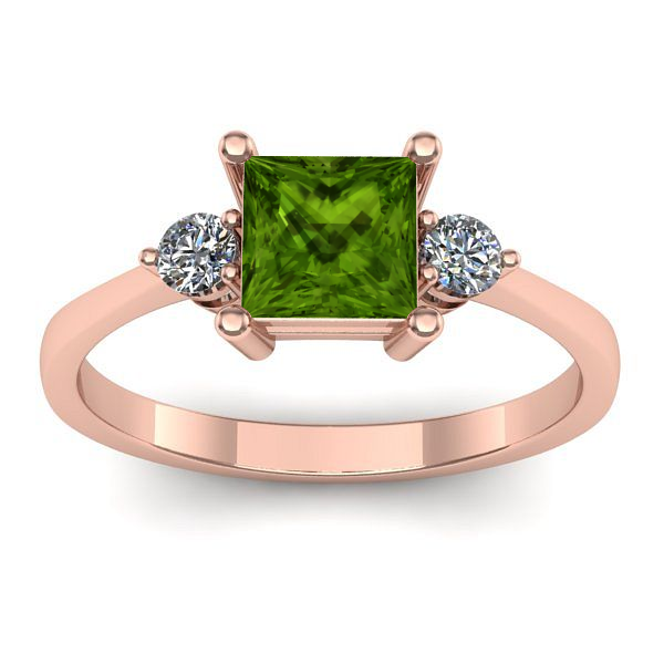 Inel de logodna cu peridot patrat