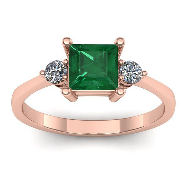 Inel cu smarald patrat