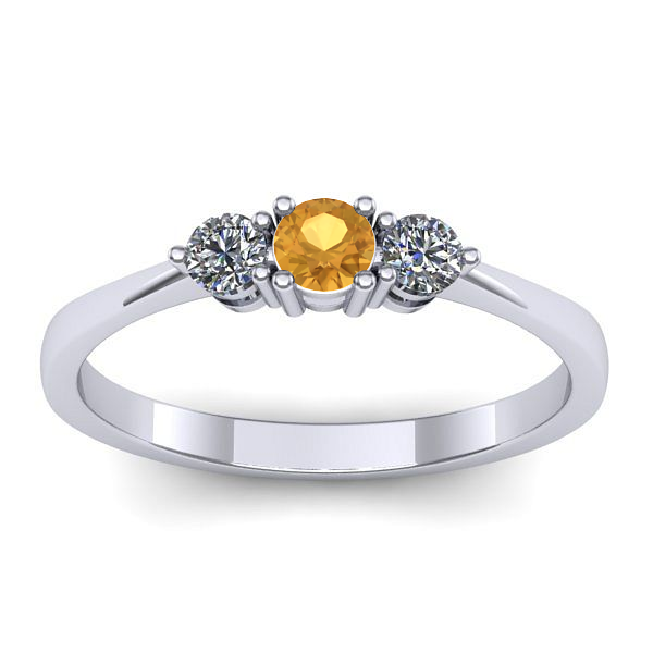 Inel logodna cu citrin rotund