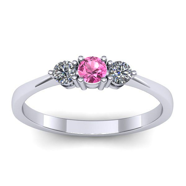 Inel logodna cu safir roz rotund