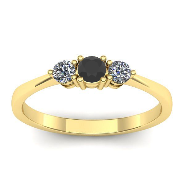 Inel de logodna cu diamant negru rotund