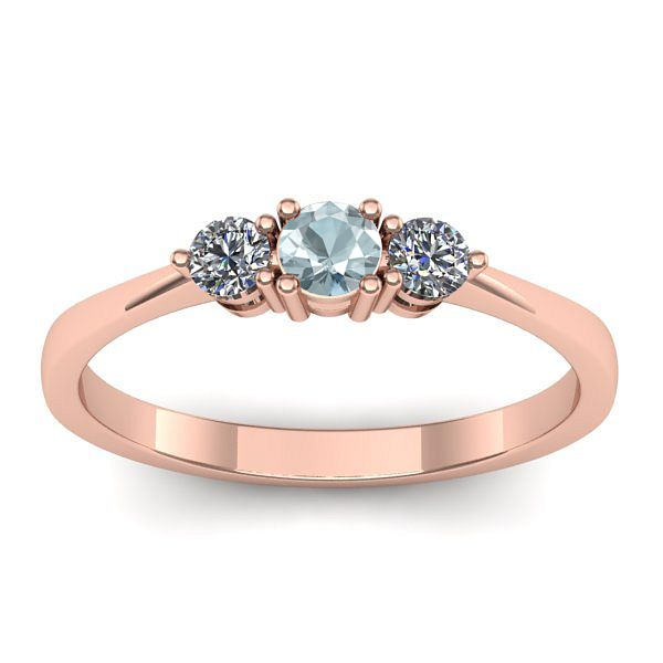 Inel de logodna cu aquamarin rotund