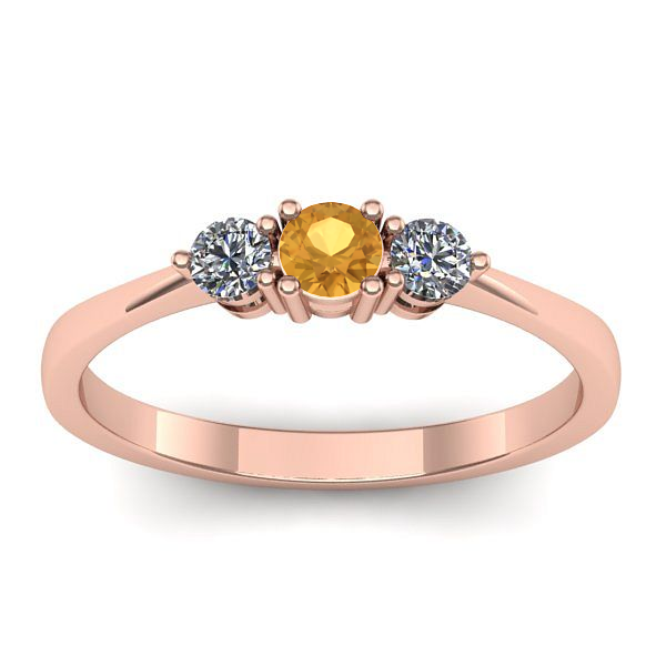 Inel logodna cu citrin rotund