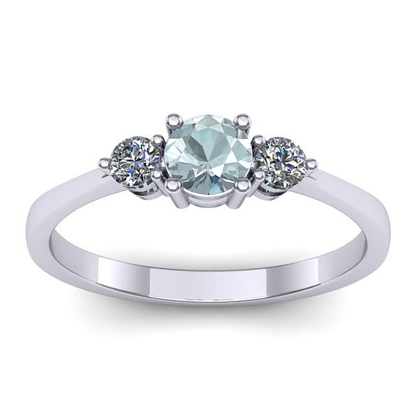 Inel de logodna cu aquamarin rotund