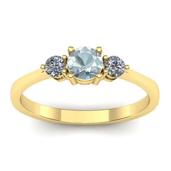 Inel logodna cu aquamarin rotund