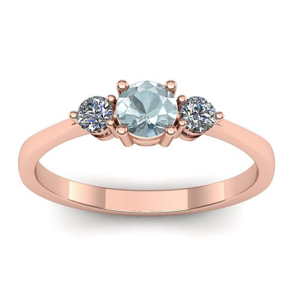 Inel de logodna cu aquamarin rotund