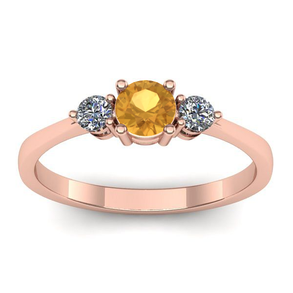 Inel cu citrin rotund