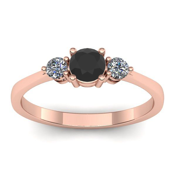 Inel de logodna cu diamant negru rotund