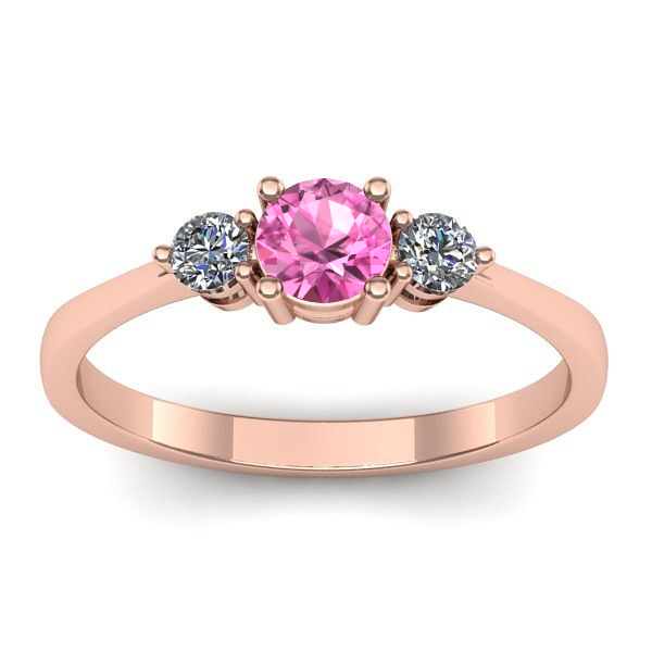 Inel cu safir roz rotund