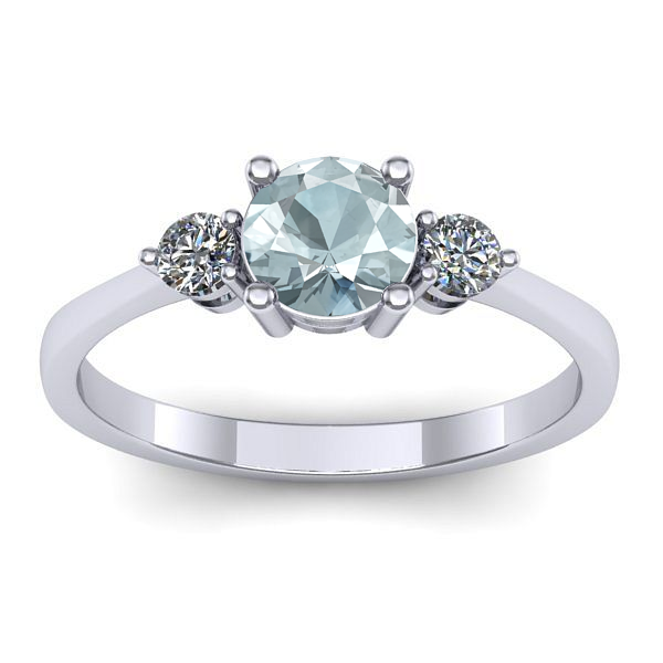 Inel logodna cu aquamarin rotund