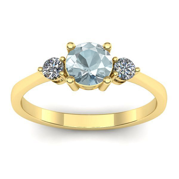 Inel logodna cu aquamarin rotund