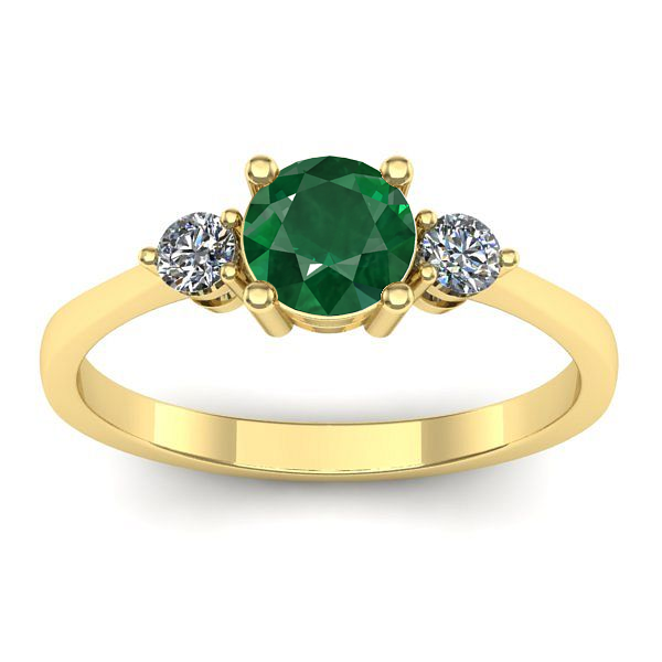 Inel logodna cu smarald rotund