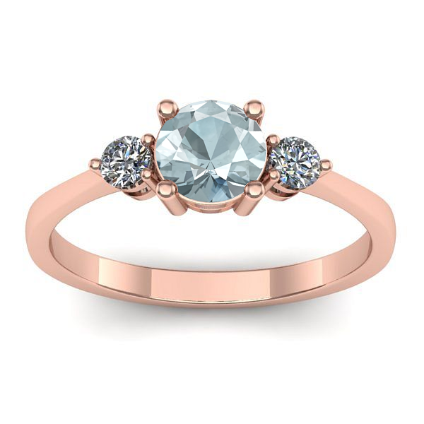 Inel de logodna cu aquamarin rotund