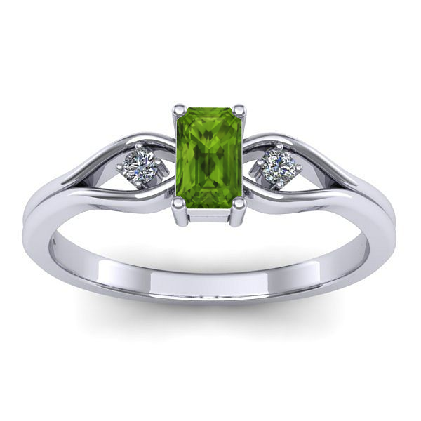 Inel cu peridot dreptunghiular
