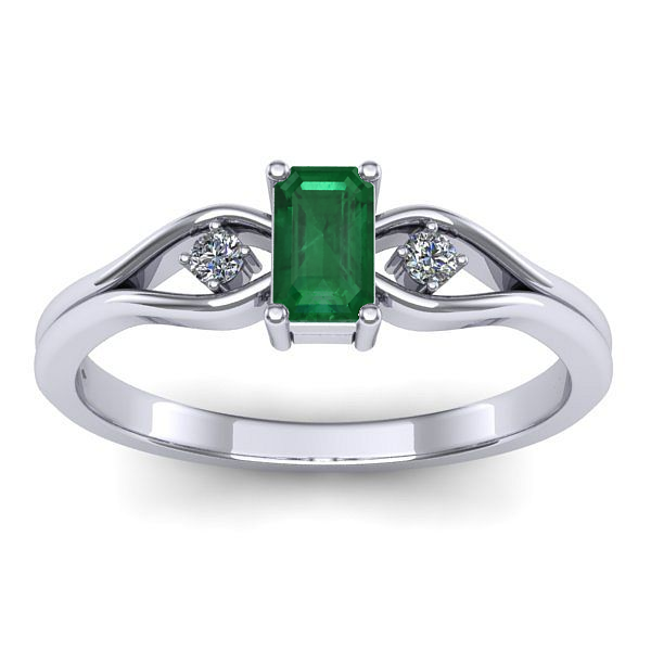 Inel de logodna cu smarald dreptunghiular