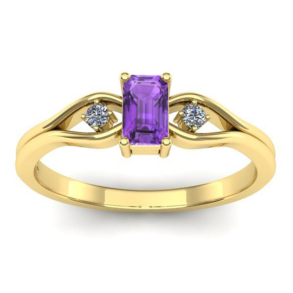 Inel cu ametist dreptunghiular