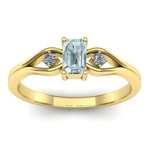 Inel logodna cu aquamarin dreptunghiular