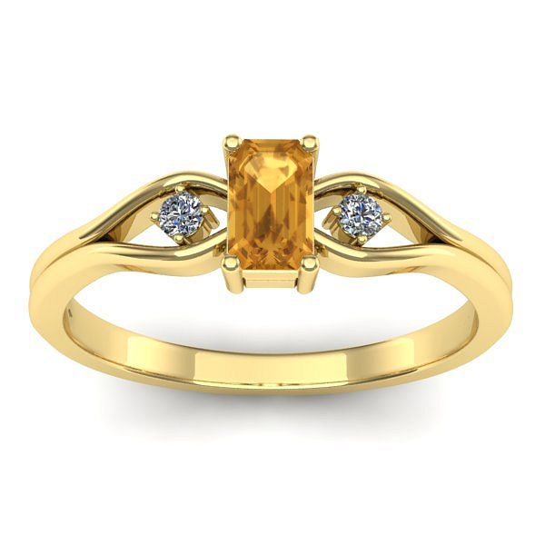 Inel cu citrin dreptunghiular