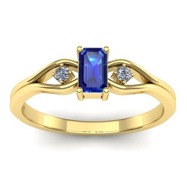 Inel logodna cu safir dreptunghiular