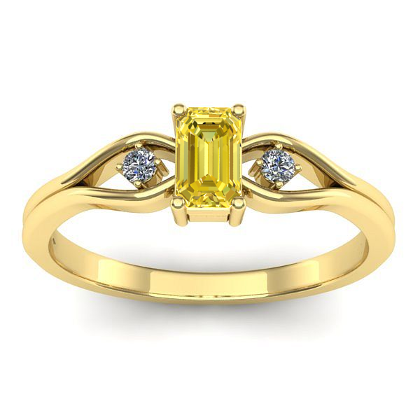 Inel logodna cu safir galben dreptunghiular