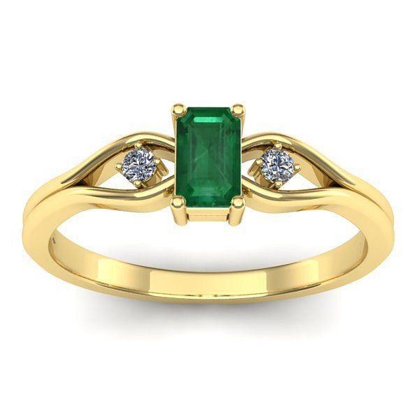 Inel logodna cu smarald dreptunghiular