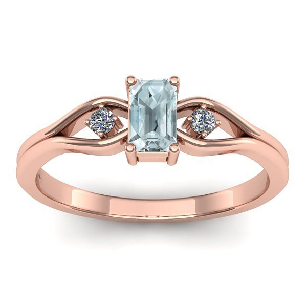 Inel de logodna cu aquamarin dreptunghiular