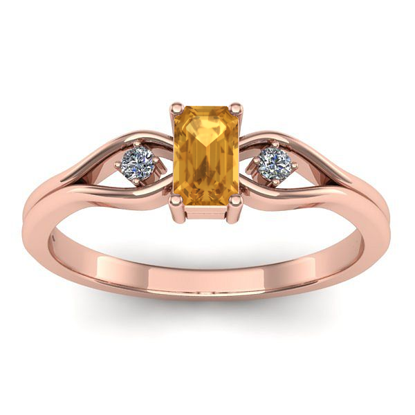 Inel cu citrin dreptunghiular