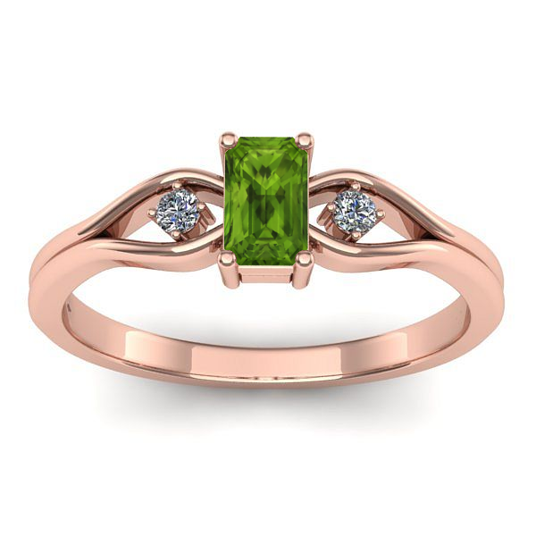 Inel logodna cu peridot dreptunghiular