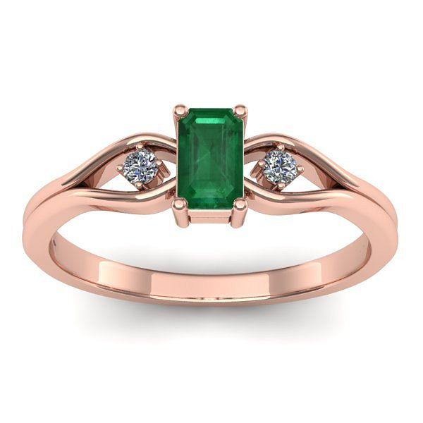 Inel logodna cu smarald dreptunghiular