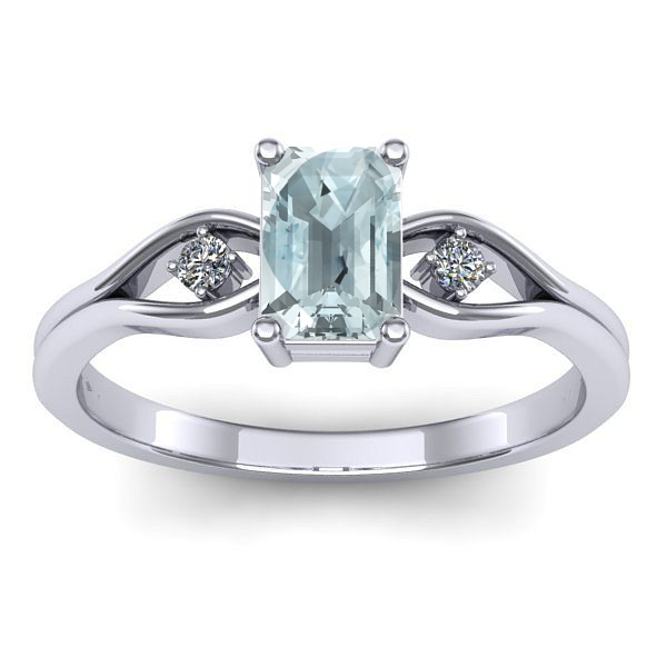 Inel logodna cu aquamarin dreptunghiular