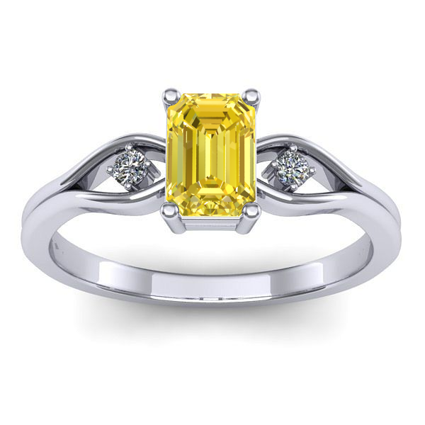 Inel logodna cu safir galben dreptunghiular