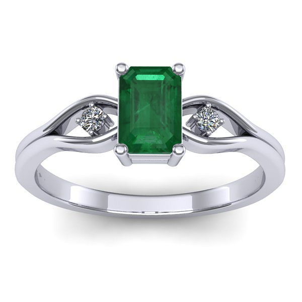 Inel de logodna cu smarald dreptunghiular