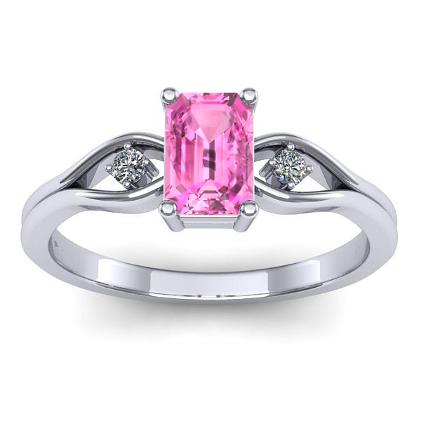 Inel cu safir roz dreptunghiular