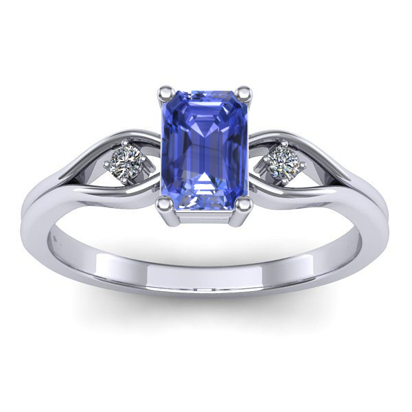 Inel de logodna cu tanzanit dreptunghiular