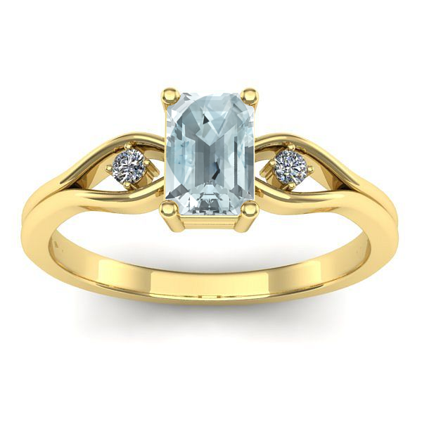 Inel de logodna cu aquamarin dreptunghiular