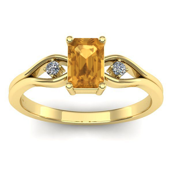 Inel cu citrin dreptunghiular