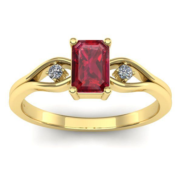 Inel cu rubin dreptunghiular