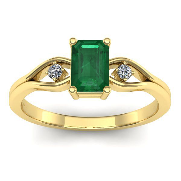 Inel logodna cu smarald dreptunghiular