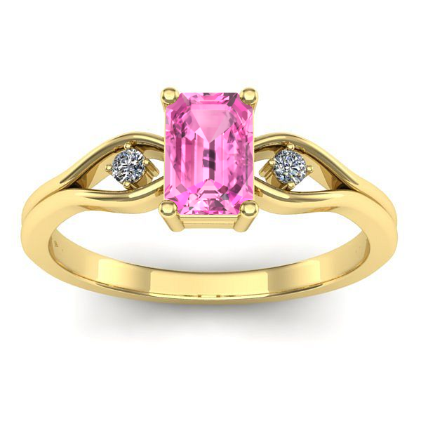 Inel de logodna cu safir roz dreptunghiular
