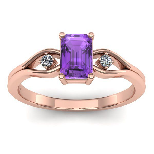 Inel cu ametist dreptunghiular