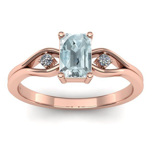 Inel cu aquamarin dreptunghiular