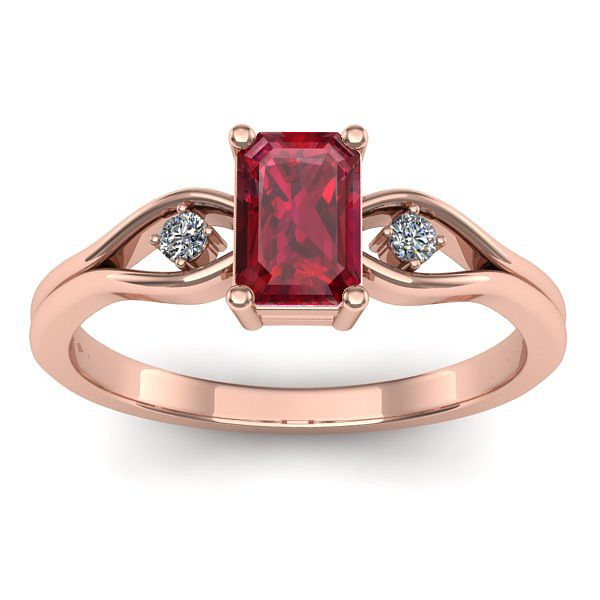 Inel de logodna cu rubin dreptunghiular