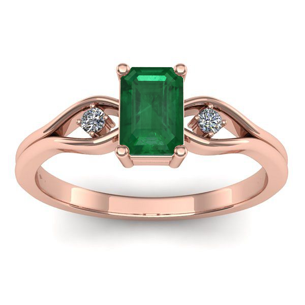 Inel logodna cu smarald dreptunghiular