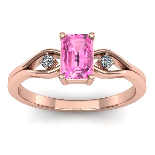 Inel logodna cu safir roz dreptunghiular