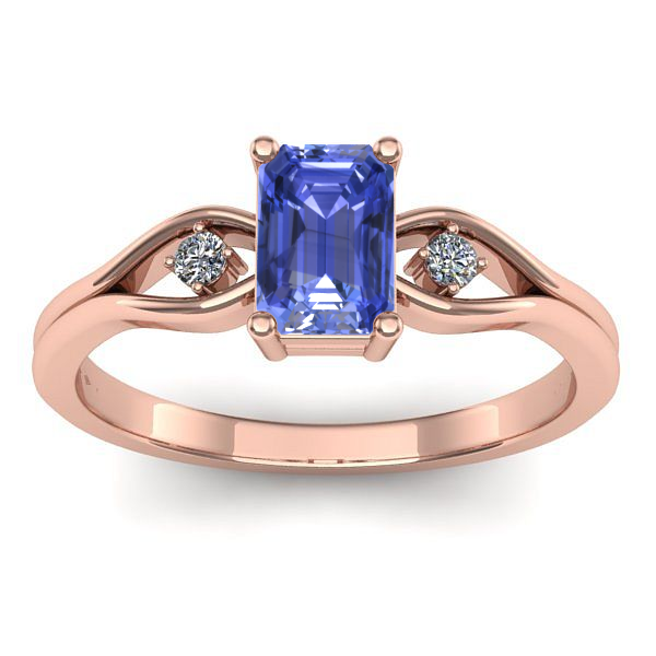 Inel logodna cu tanzanit dreptunghiular