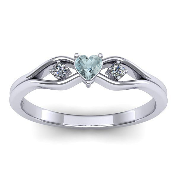 Inel logodna cu aquamarin inima