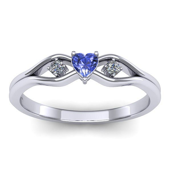 Inel cu tanzanit inima
