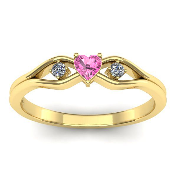 Inel logodna cu safir roz inima